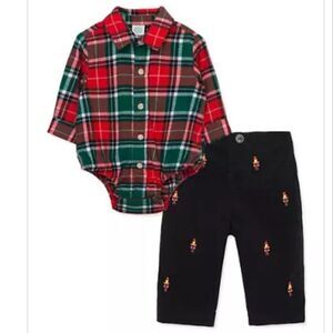 Little Me Baby Boys Merry Plaid shirt and Nutcracker Corduroy Pants Set NWT